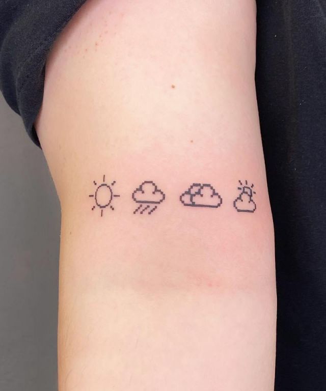 Pixel Weather Tattoo on Arm