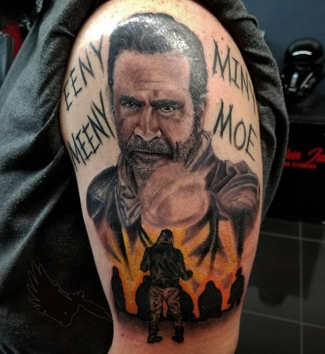 Unique Negan Tattoo on Shoulder