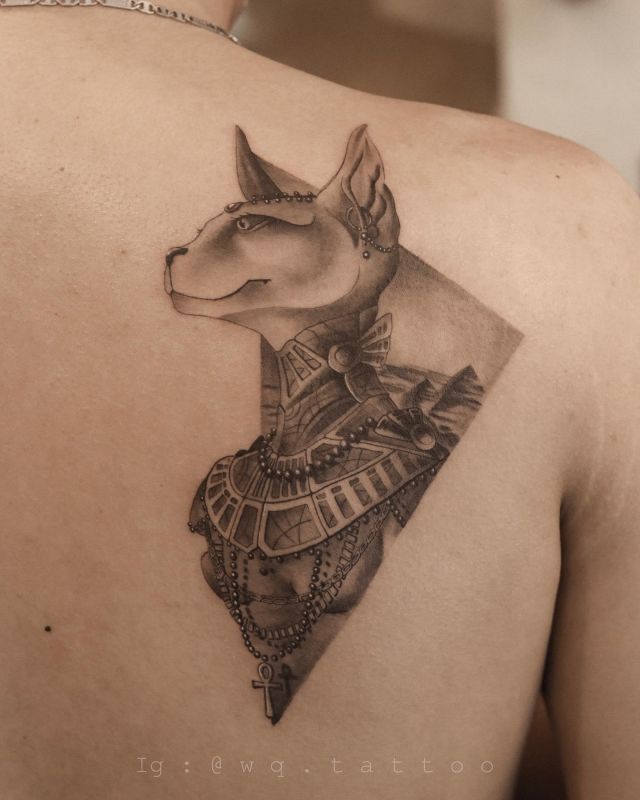 Pretty Bastet Tattoo on Back