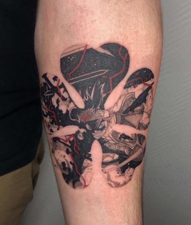 Wonderful Black Clover Tattoo on Arm
