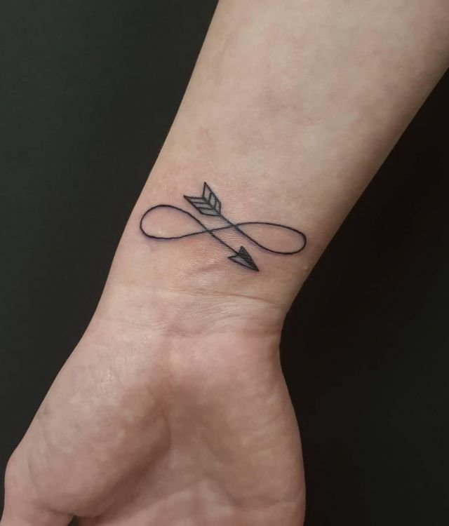 Simple Malin Symbol Tattoo on Wrist