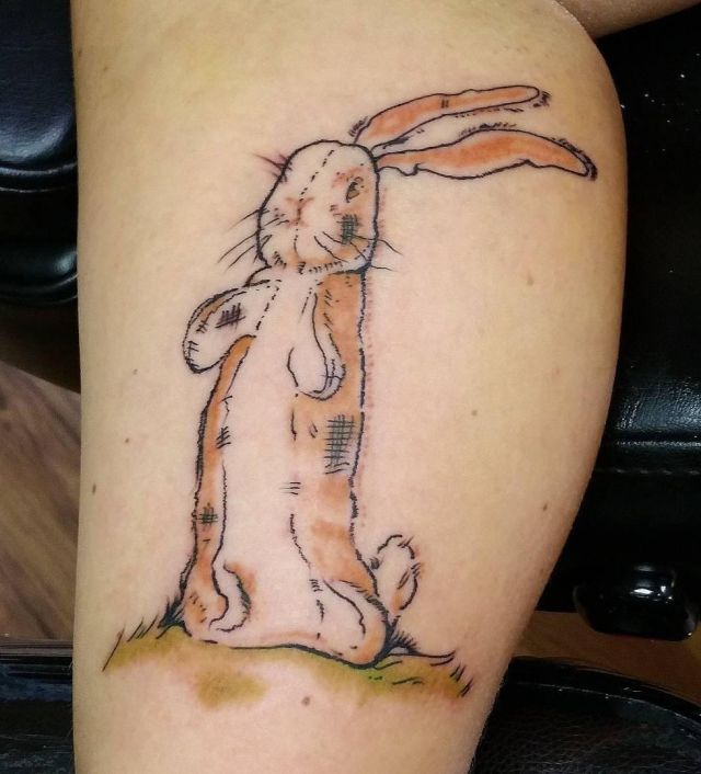 Pretty Velveteen Rabbit Tattoo on Leg
