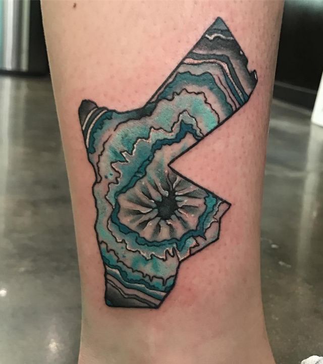 Amazing Agate Tattoo on Leg