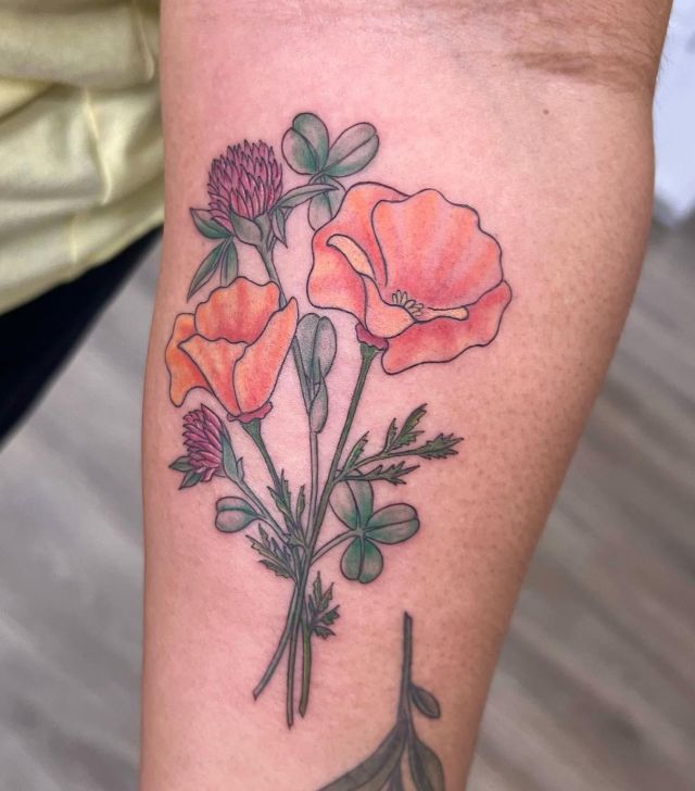 Red Clover Tattoo on Arm