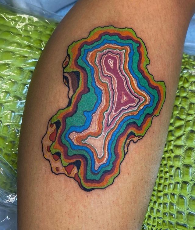Unique Agate Tattoo on Leg