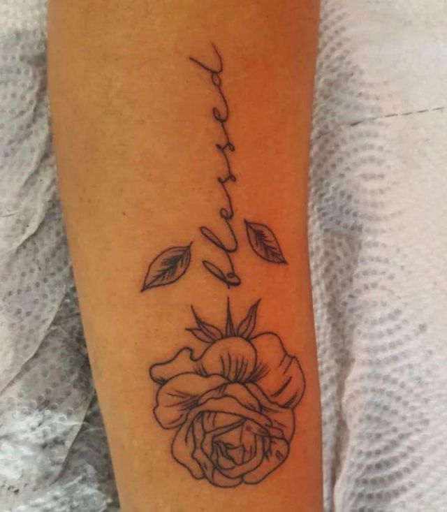 Great Blessed Rose Tattoo on Arm