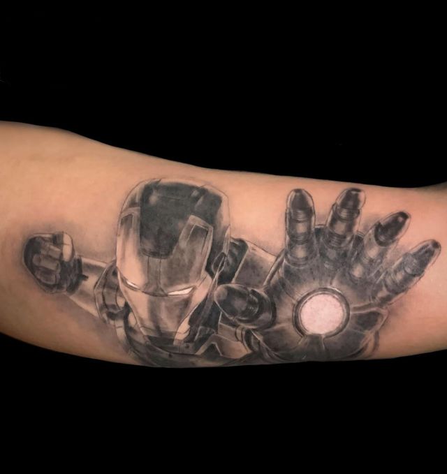 Black Ironman Tattoo on Arm