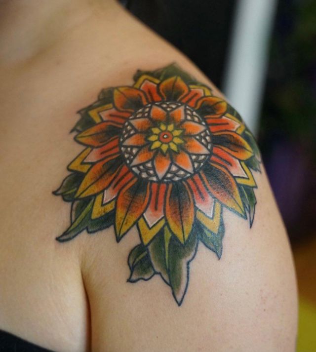 Mandala Shoulder Cap Tattoo