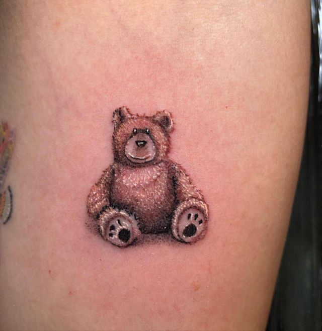 Bear Toy Tattoo on Leg