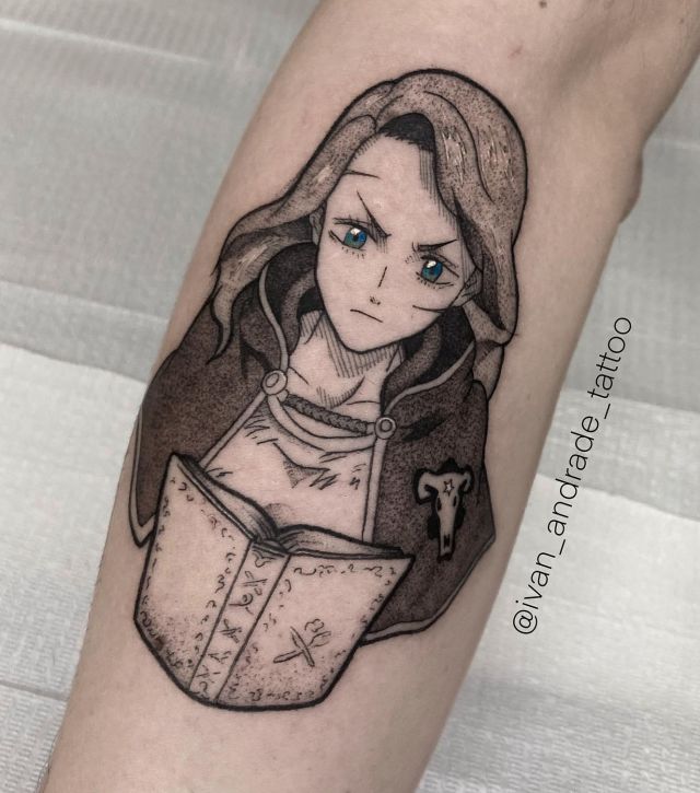 Pretty Black Clover Tattoo on Forearm