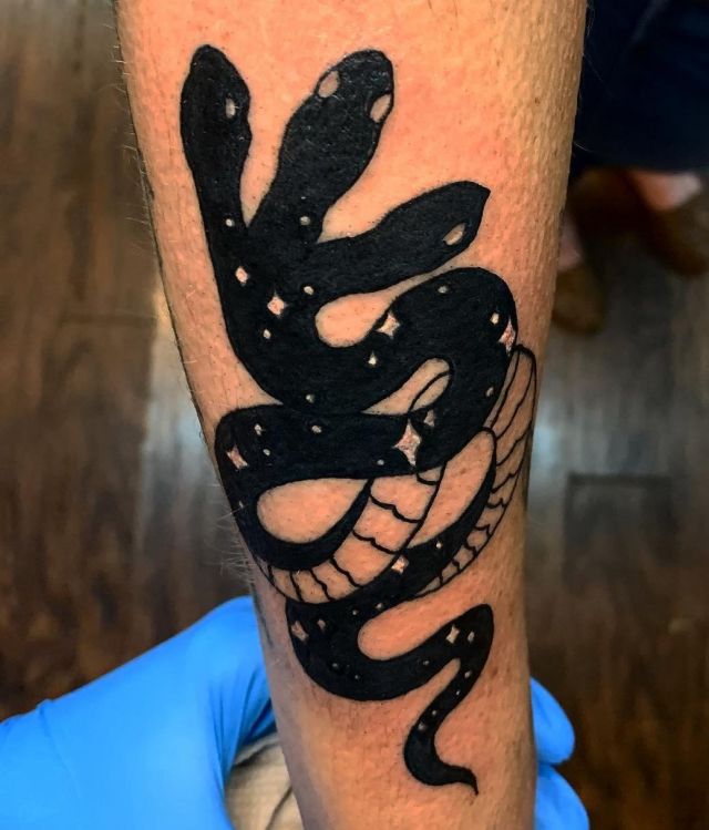 Black 3 Headed Snake Tattoo on Arm