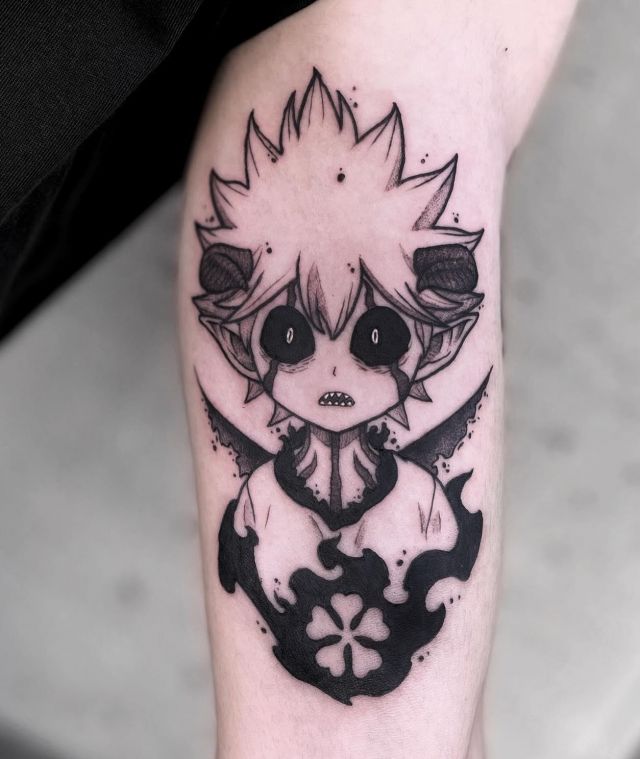 Black Clover Tattoo on Upper Arm