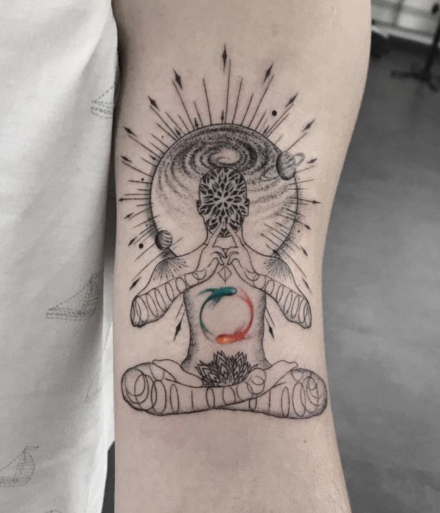 Pretty Meditation Tattoo on Arm