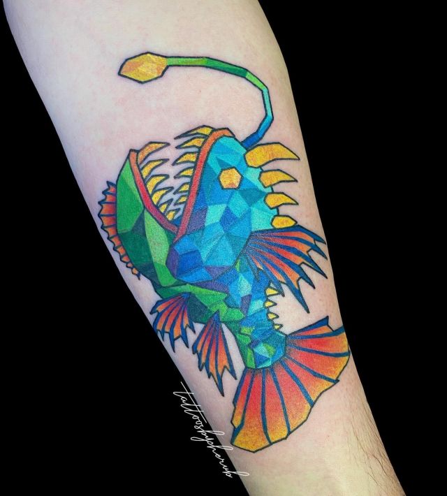 Diamond Angler Fish Tattoo on Arm
