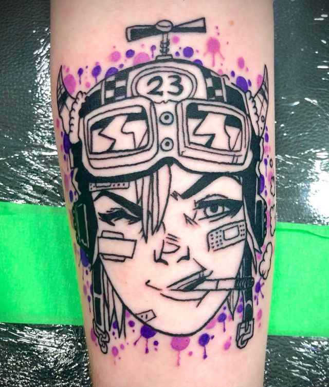 Elegant Tank Girl Tattoo on Arm