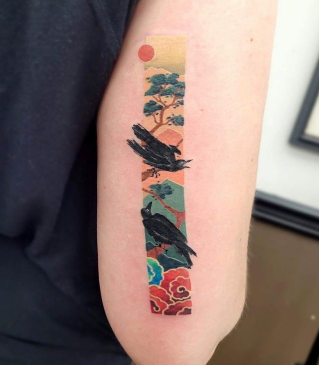 Colorful Rectangle Tattoo on Arm