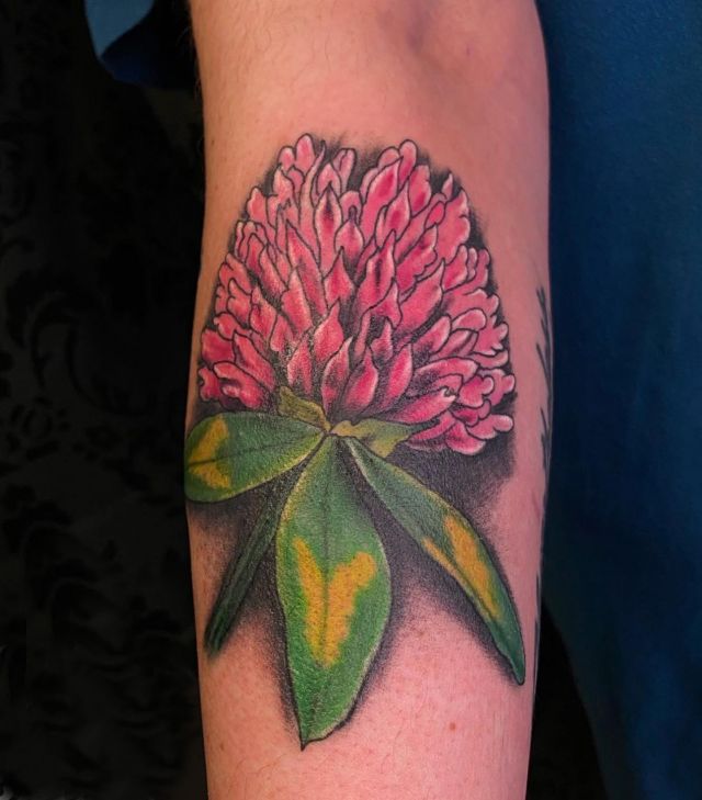 Pretty Red Clover Tattoo on Arm
