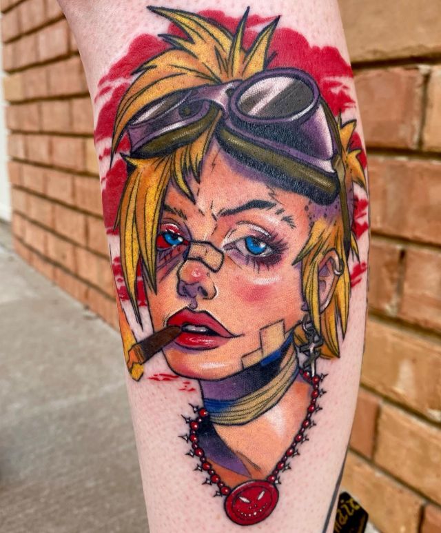 Colorful Tank Girl Tattoo