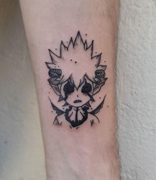 Pretty Black Clover Tattoo on Leg