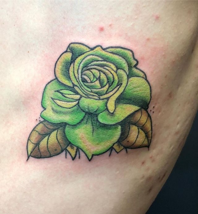 Pretty Green Rose Tattoo