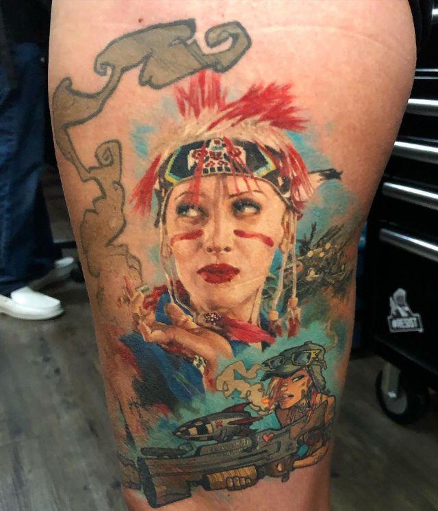 Tank Girl Tattoo on Leg