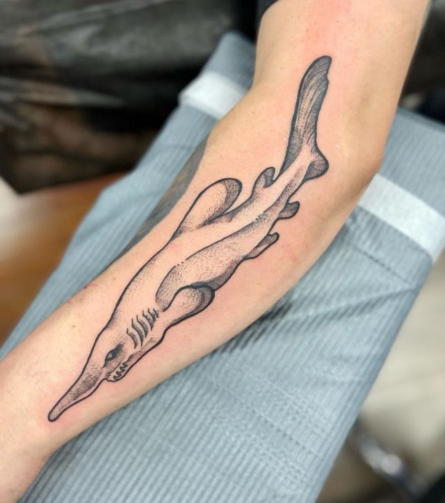 Unique Goblin Shark Tattoo on Arm