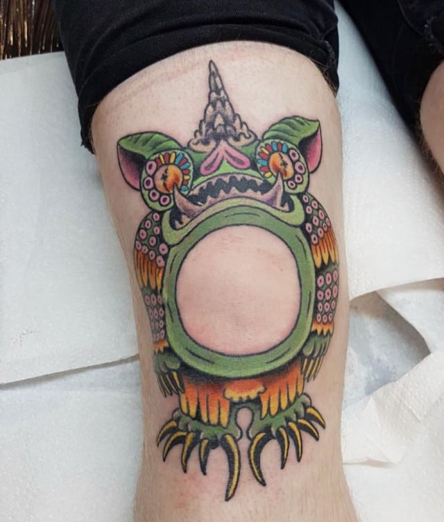 Cartoon Goblin Tattoo on Leg