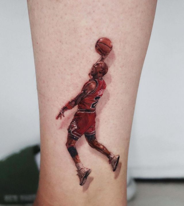 Unique Michael Jordan Tattoo on Leg
