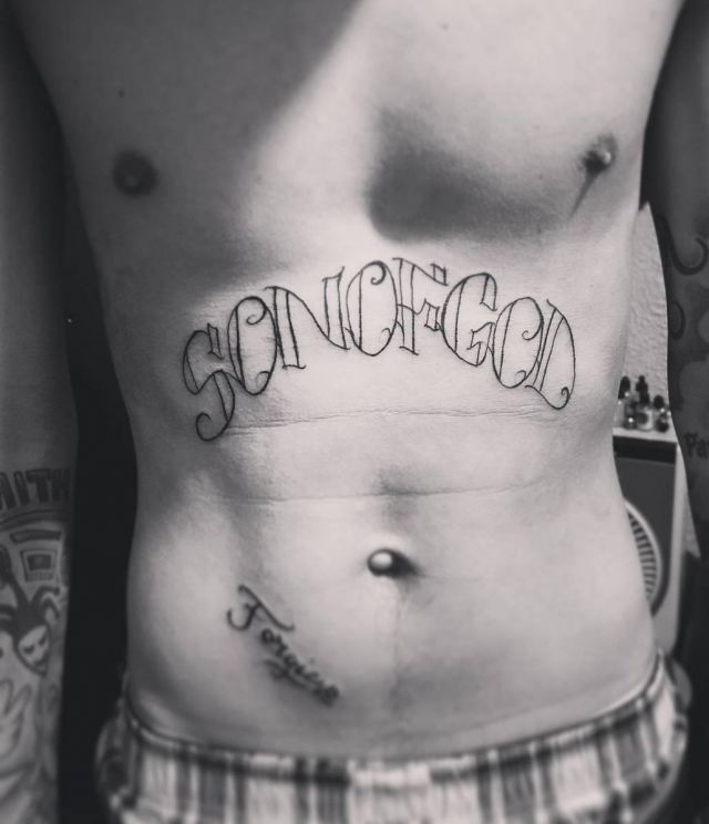 Son of God Tattoo on Stomach