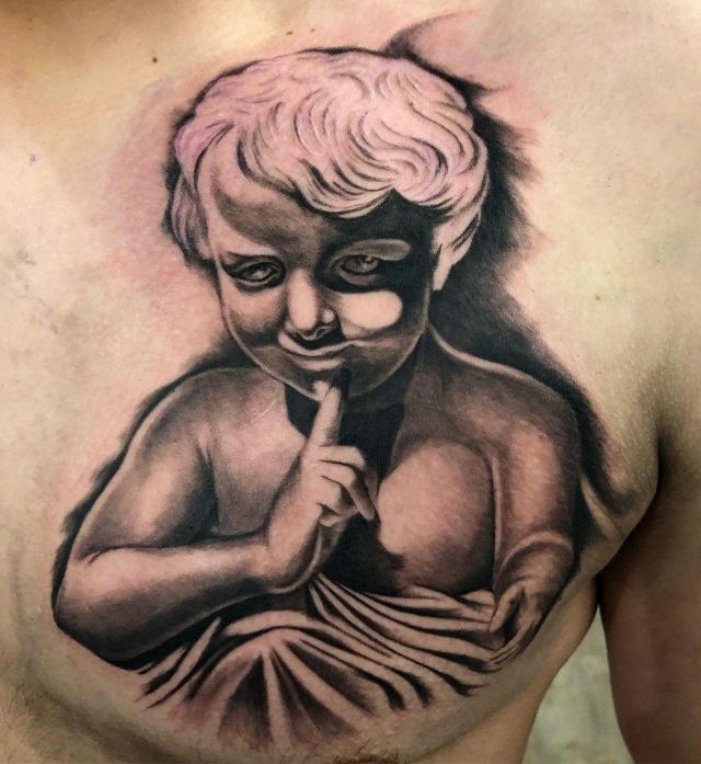 Speak No Evil Tattoo on Chest for Men