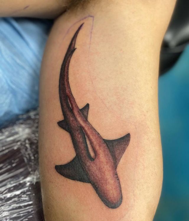Cute Nurse Shark Tattoo on Upper Arm