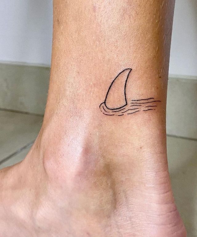 Simple Shark Fin Tattoo on Ankle