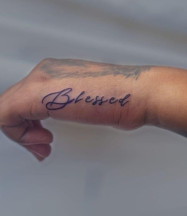Blessed Side Hand Tattoo