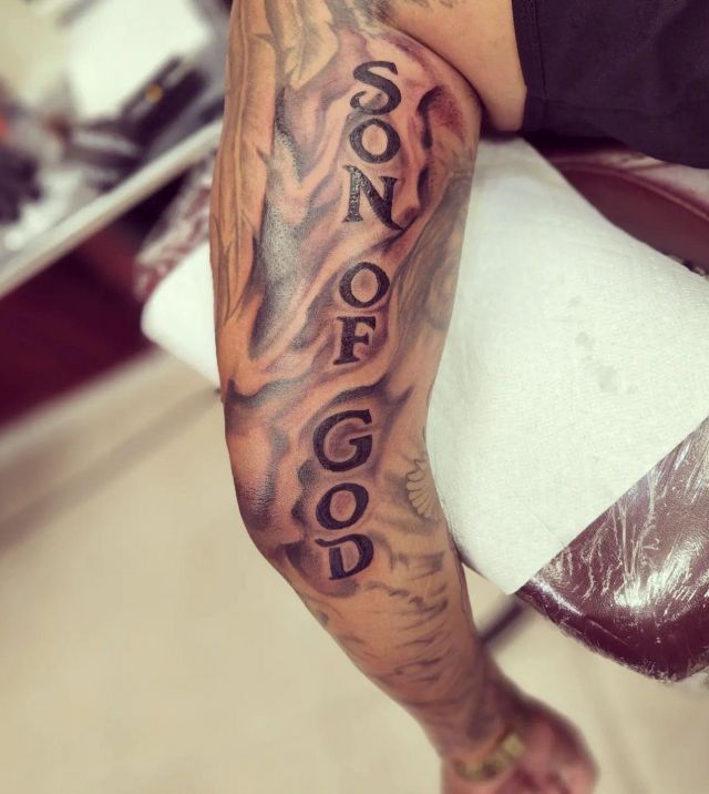 Elegant Son of God Tattoo on Arm