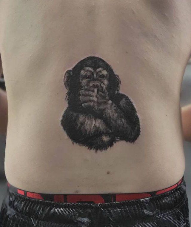 Monkey Speak No Evil Tattoo on Back