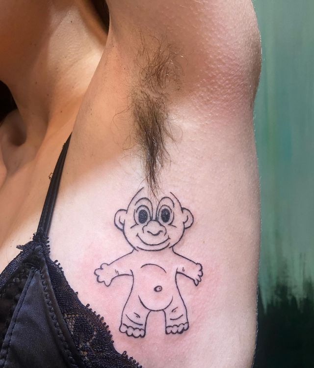 Funny Troll Tattoo on Underarm