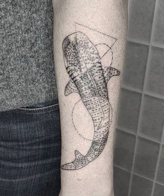 Geometric Basking Shark Tattoo on Arm