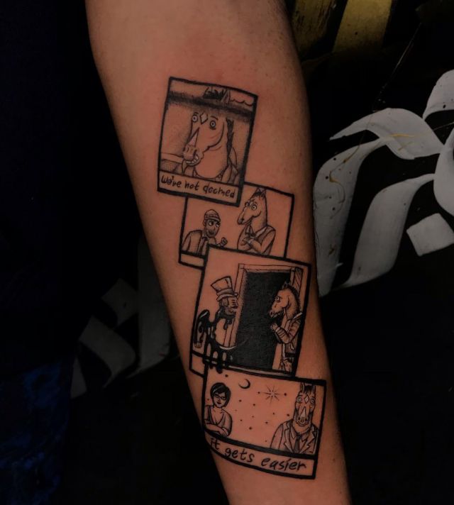 Funny Bojack Horseman Tattoo on Arm