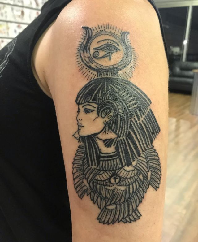 Pretty Hathor Tattoo on Upper Arm