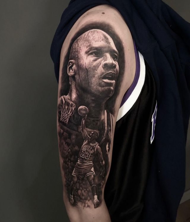 Cool Michael Jordan Tattoo on Upper Arm