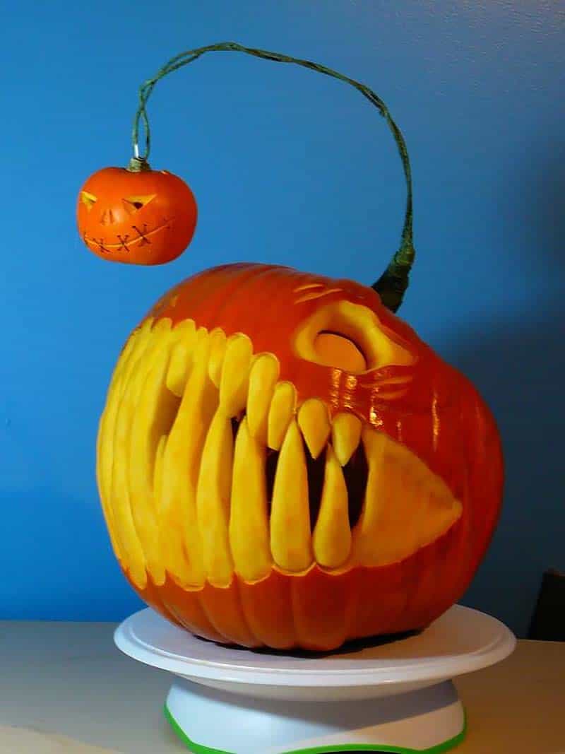 Angler Carved Pumpkin