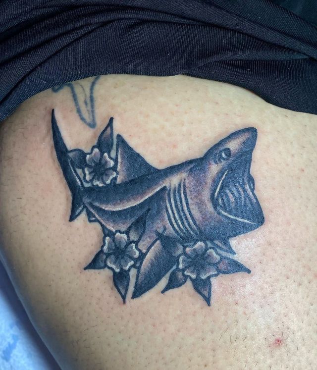 Elegant Basking Shark Tattoo Below Chest