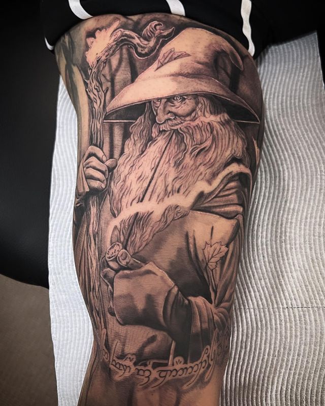 Pretty Gandalf Tattoo on Upper Arm