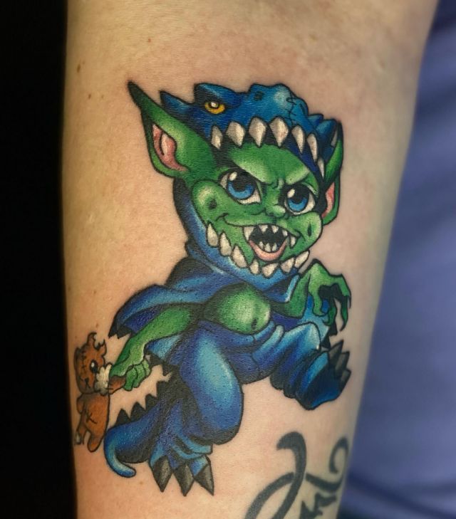 Unique Goblin Dragon Tattoo on Leg