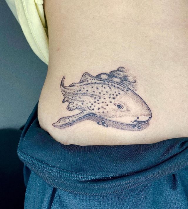 Pretty Leopard Shark Tattoo on Waist