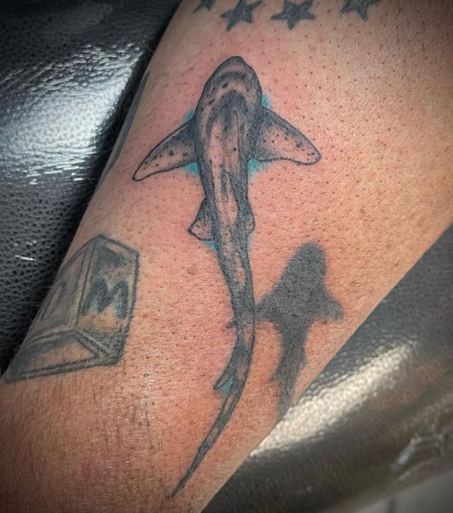 Cool Nurse Shark Tattoo on Leg