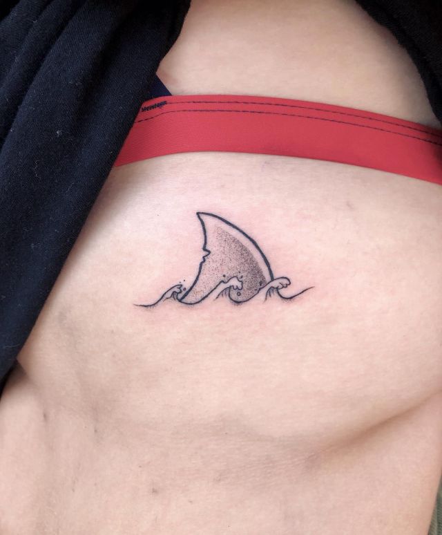 Pretty Shark Fin Tattoo on Side