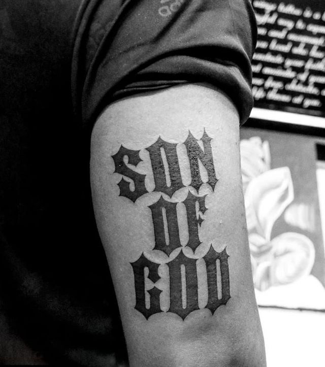 Cool Son of God Tattoo on Upper Arm