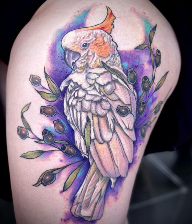 Beautiful Cockatoo Tattoo on Thigh