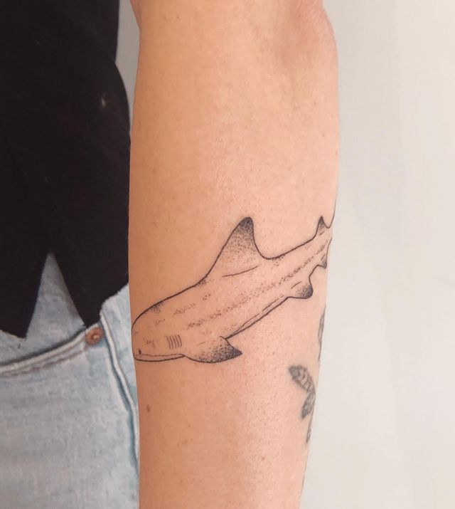 Pretty Reef Shark Tattoo on Forearm